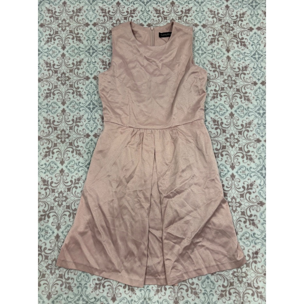 Carven Ong Dusty Rose Sleeveless Fit and Flare Pleated Cocktail Dress Medium